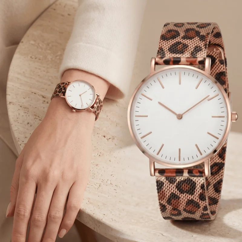 Fashion Women's Rose Gold Quartz Watch with Patterned Metal Mesh Strap Simple Casual Ladies Wristwatches Clock Gift montre femme