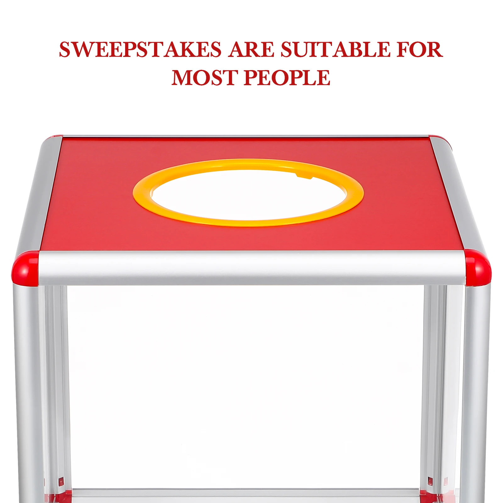 

Transparent Red Raffle Prize Metal Lottery Ticket Holder Donation Container Voting Storage Jar for Party Office Charity Event