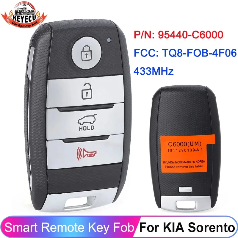 KEYECU 95440-C6000 Smart Car Remote For KIA Sorento 2015 2016 2017 2018 FCC ID: TQ8-FOB-4F06 Keyless 433MHz ID47 Chip Key Fob