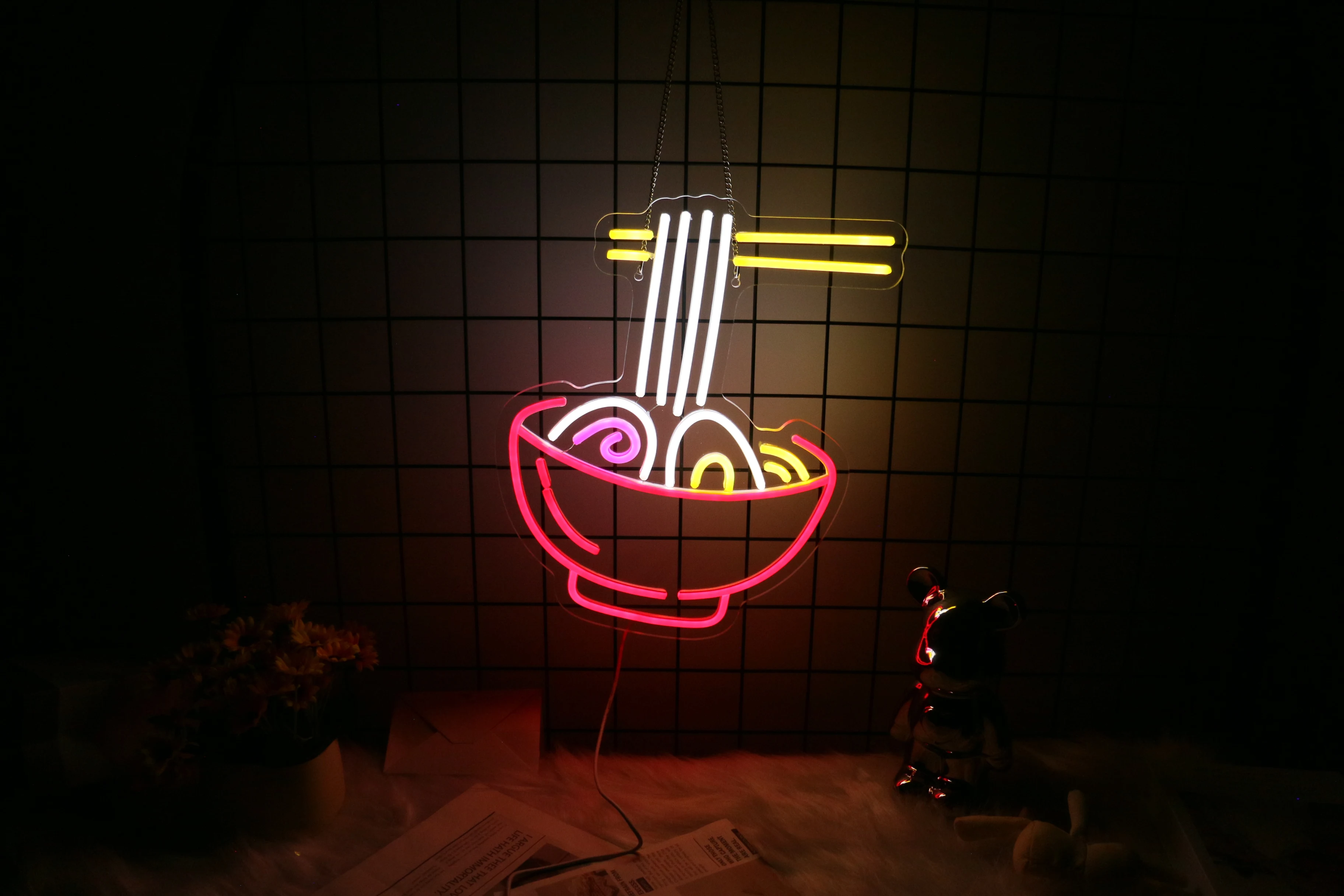 UponRay-Neon Sign LED Noodle Lights for Wall Decor, Powered by USB, Cool Neon Lights for Restaurant, Ramen Shop Window