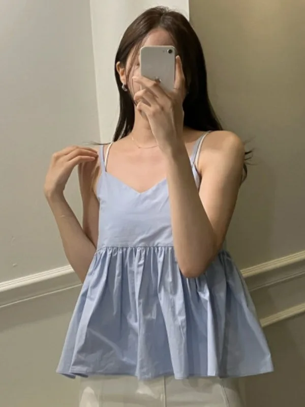 

Chic Summer Loose Folded Pure Color V-Ne Svel Women's Top Outerwear Casual Comfortable Breathable Faionable