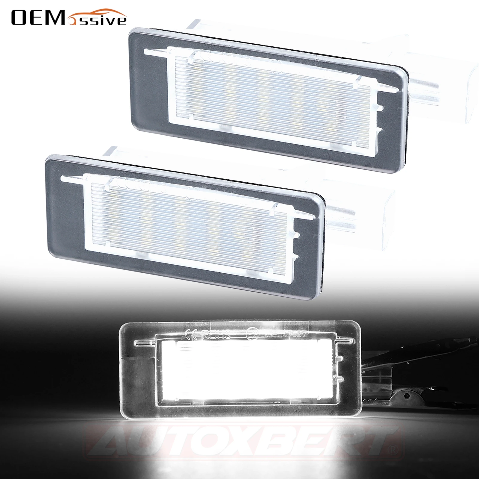 2x LED License Number Plate Light for Renault Captur Clio 3 Clio 4 Espace 4 Fluence Laguna 3 Canbus Error Free Waterproof White