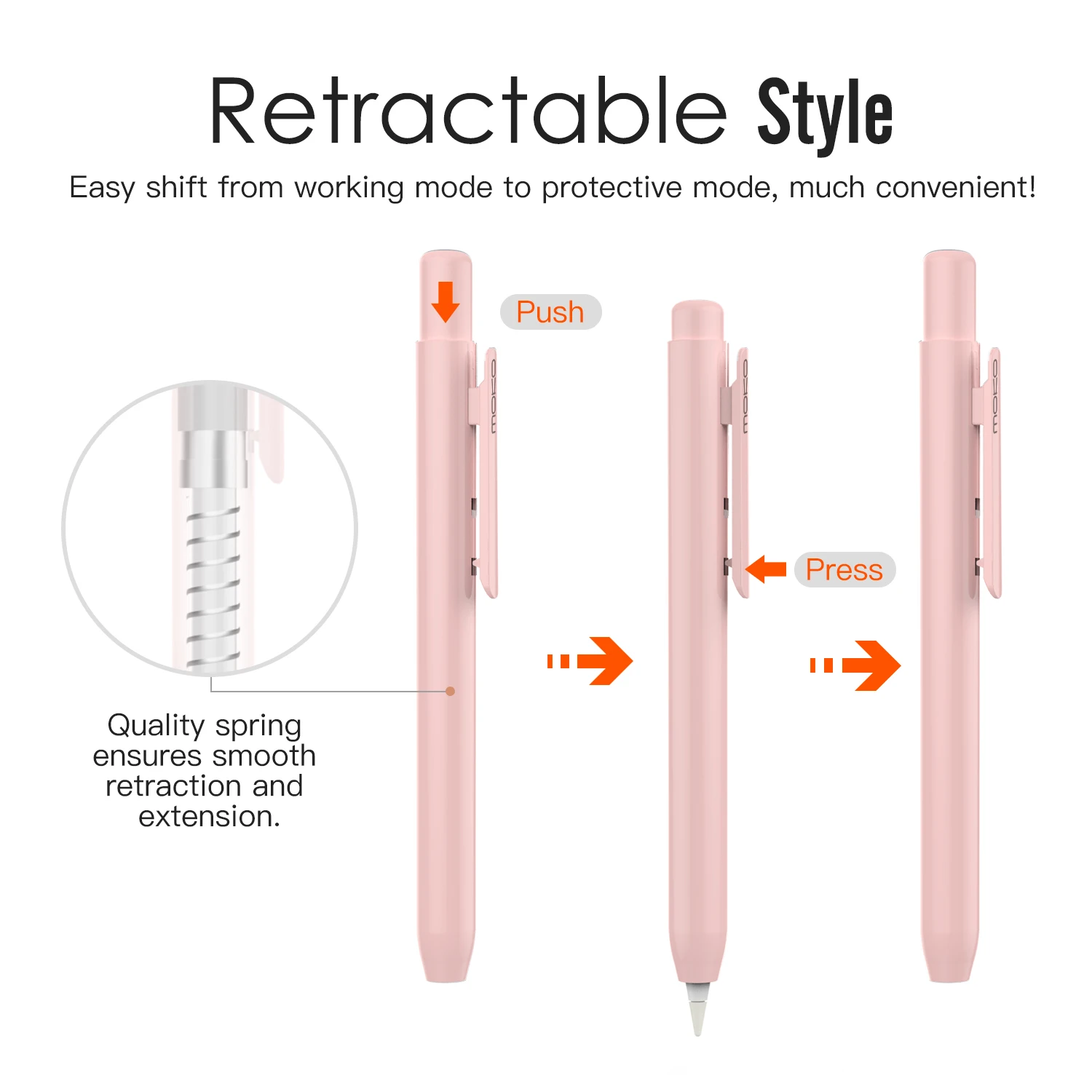 MOKO Holder Case for Apple Pencil 1st Generation,Retractable Pencil 1st Case Protective iPad Pencil Sleeve Skin Cover with Clip