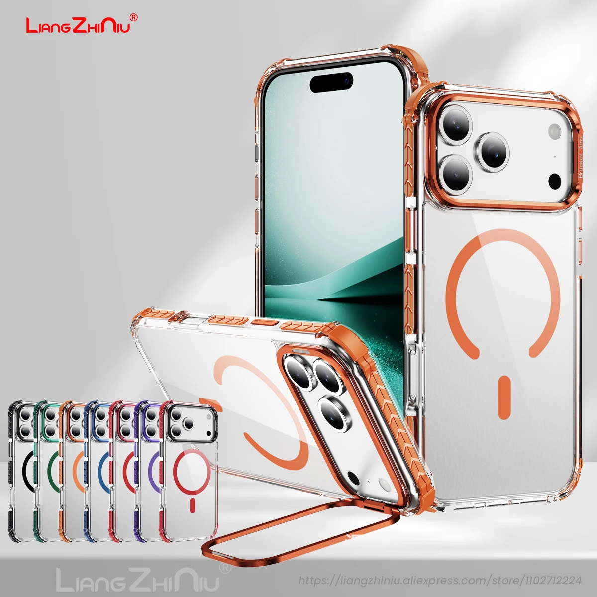 

Прозрачный HD-чехол Magsafe для Iphone 17 Pro Max Air 16 15 14 13, рамка для объектива, держатель из ТПУ + ПК, четыре угла, подушка безопасности, противоударный чехол