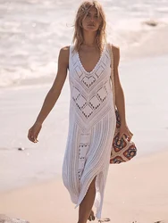 Knitted Long Beach Dress Tunic for Beach Swimsuit Cover up Beachwear Bikini Cover up Crochet Dress Sarong Bathing Suit For Women