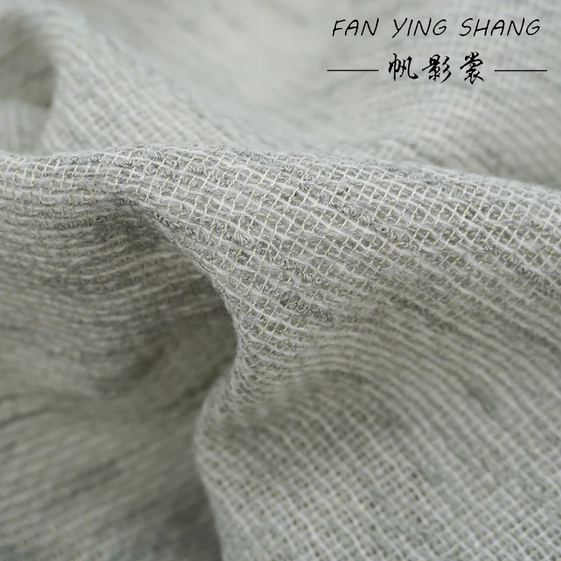 قماش تويد من الصوف الذهبي الجاكار الرمادي لعام 2025 لسترة المعطف Telas Para Costura Tissus Couture ткан خياطة المواد القماشية #2