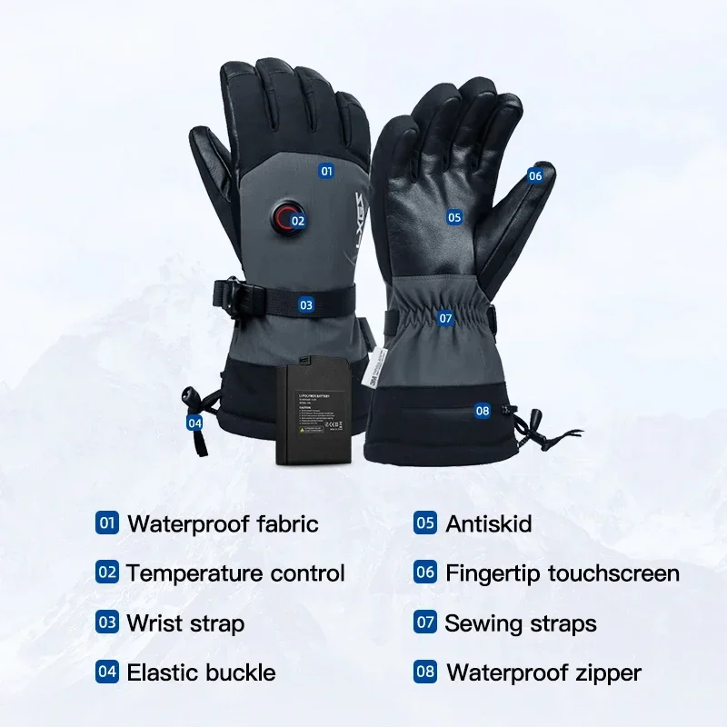 GOLOVEJOY SK38 High Quality Winter Outdoor Sports Waterproof Motorcycle Heated Snowboard Ski Gloves