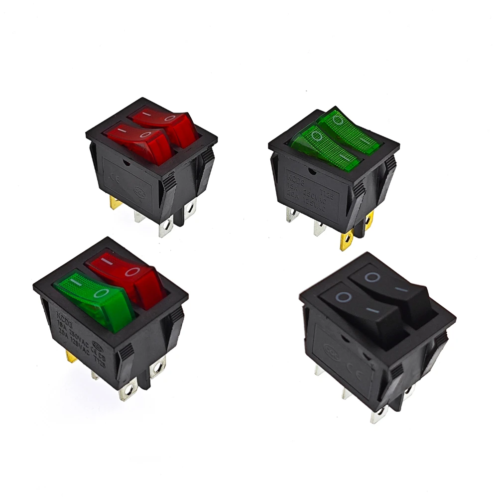 

1PCS KCD6 16A 250V AC Rocker Switch Boat Switch 6Pins With Lamp ON-OFF KCD8 20A125V AC The Power Switch