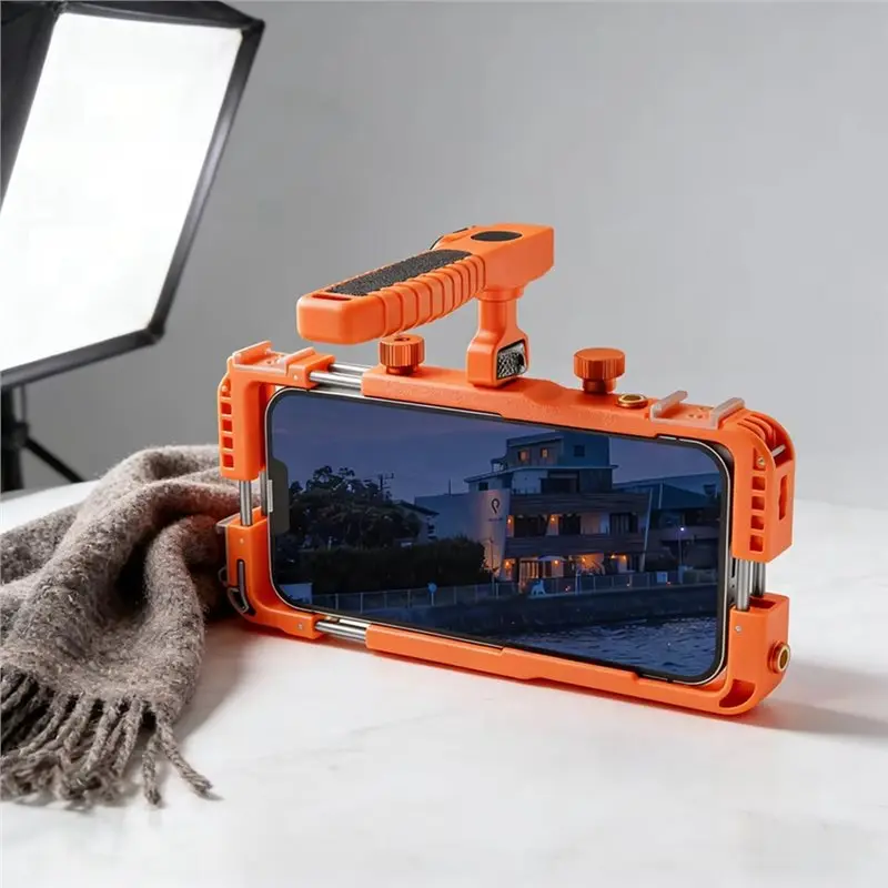 

FC-[IANC-AB01] For Huawei Compatible Orange Phone Cage With Cold Shoes,For Vlogging Filmmaking Video Recording