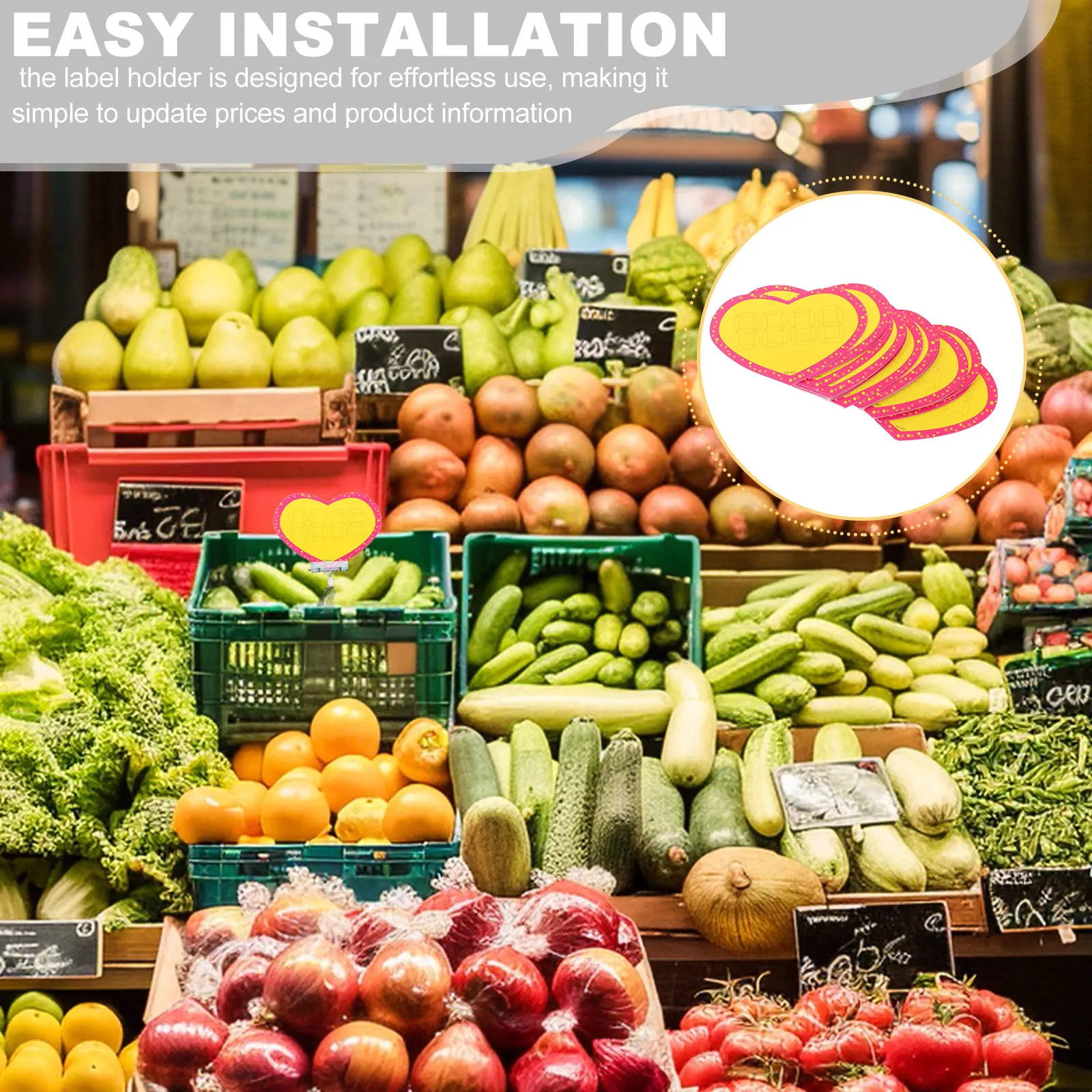 500Pcs Heart Price Tags Heart Shaped Price Card Sign Store Promotion Signs for Retail Grocery Display Pricing Labels