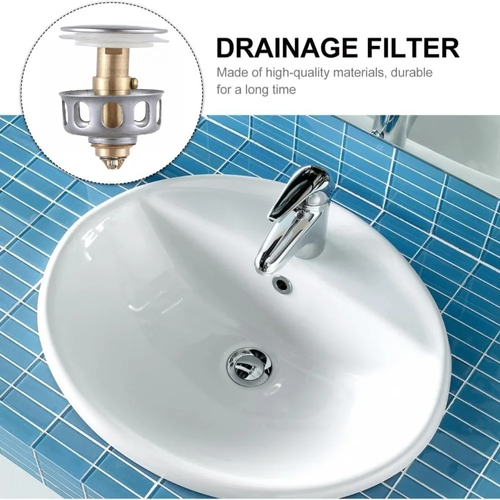 Universal Pop-Up Drain Stopper Hair Catcher Basin Strainer Stainless Steel Filter Basket Brass Bouncing Core Shower Accessories