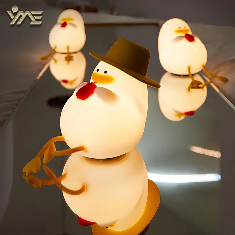 

LED Night light Cute Duck Cartoon Animals Silicone Lamp for Children Kid Touch Sensor Timing USB Rechargeable for Birthday Gifts