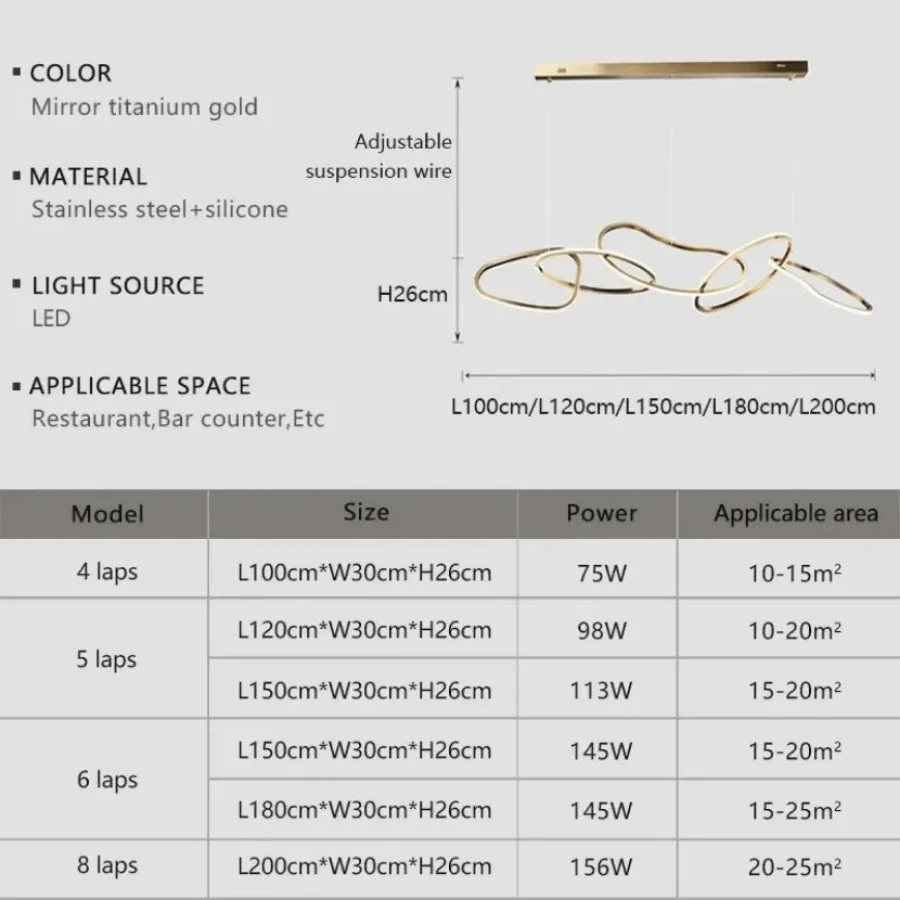 โคมไฟติดเพดาน LED แบบโมเดิร์นไฟตกแต่งสแตนเลสสตีลห้องรับประทานอาหารห้องนั่งเล่นเคาน์เตอร์บาร์แบบหรี่แสงได้