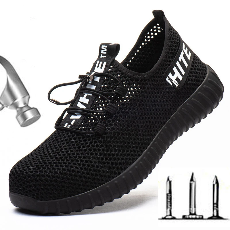 

Steel Toe Safety Shoes Men Breathable Mesh Industrial Construction Puncture Proof Work Shoes Protective Boots Sneakers M136