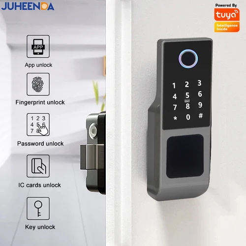 Imagen 2 del producto Cerradura Inteligente para Puerta Exterior con Wifi Tuya, Impermeable, con Huella Digital, Código Digital, Tarjeta IC, Cerradura Electrónica para Puerta, Aplicación TTLock, Alexa