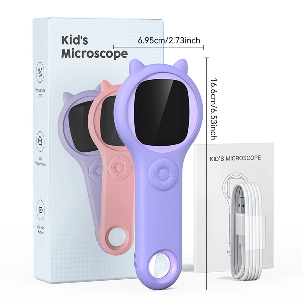 Portable Children Educational Toys Kids Optical Microscope With Photo Video Function 500X USB Charging Mini Handheld Microscope