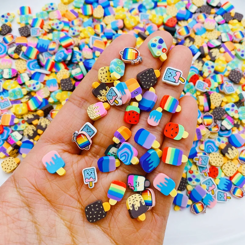 50g/Lot Hot Selling Clay Ice Cream Sprinkle, Cute Popsicle Slice for Crafts Making, Phone Deco, DIY Scrapbooking