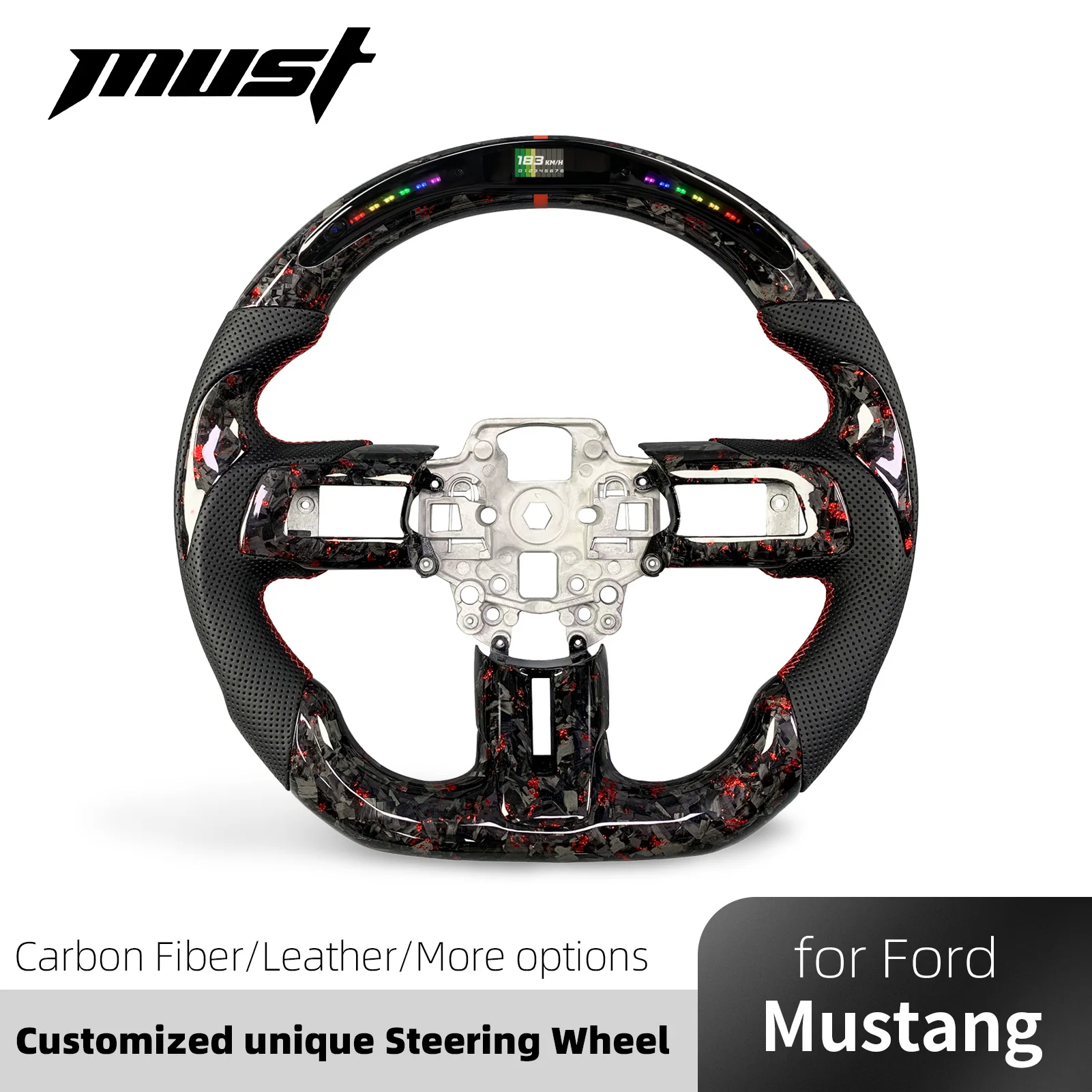 

Руль для Ford Mustang S550 2015-2023 GT GT350R GT500 Shelby Mach 1, Saleen S302, индивидуальный гоночный интерьер из углеродного волокна