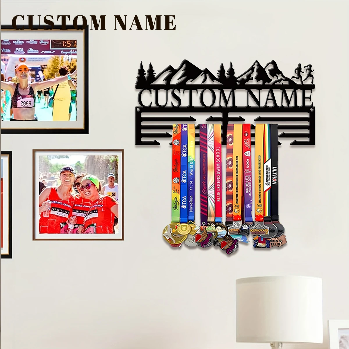 Maßgefertigter Marathon-Metallmedaillen-Präsentationsständer, Valentinstagsgeschenk, zur Raumdekoration, geeignet für Basketball, Fußball und Sport.
