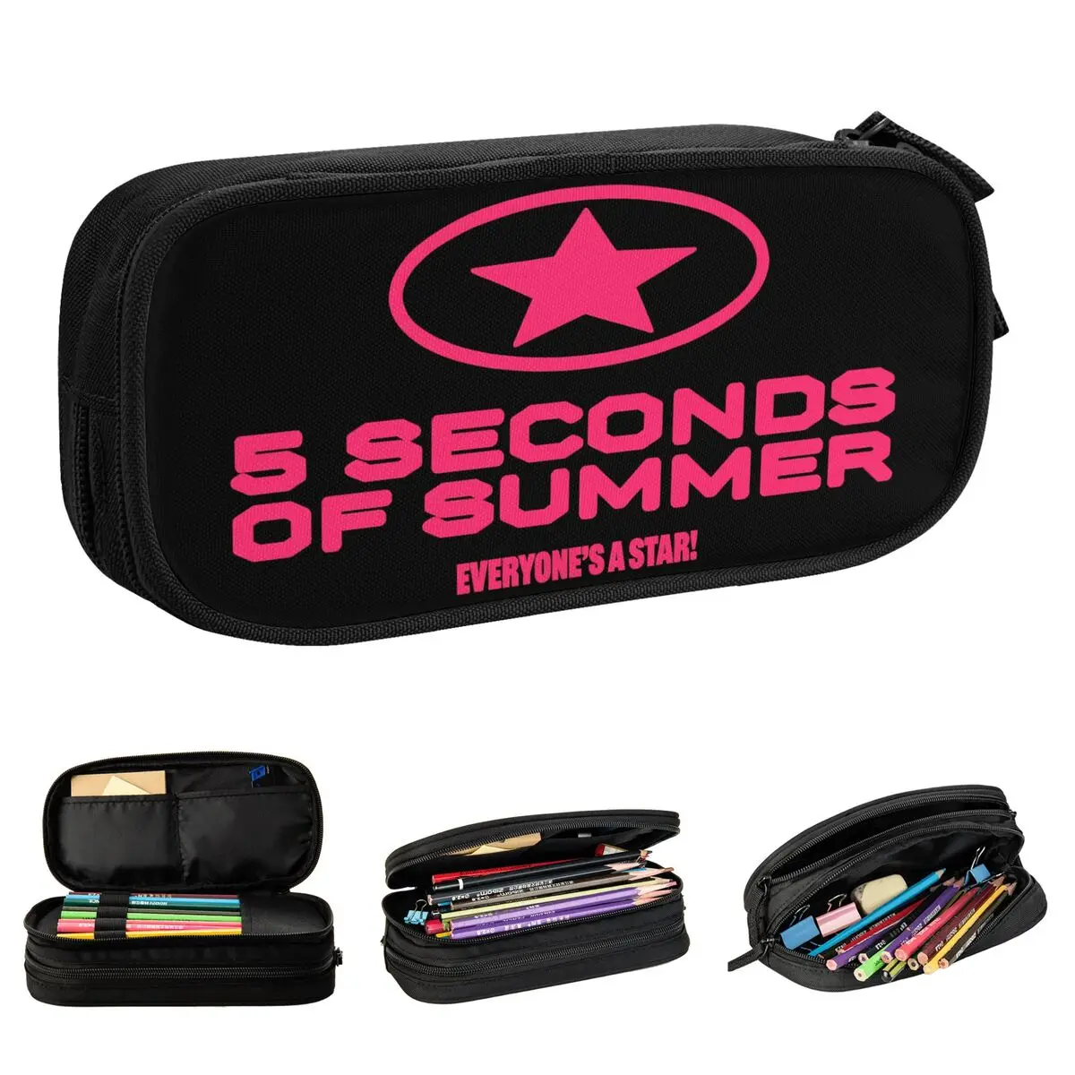 Cute 5so EVERYONE'S A STAR 5 Seconds Of Summer Pencil Cases for Student Big Capacity Bags School Supplies Zipper Stationery