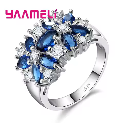 925 Sterling Silver Jewellery Ring for Women Wedding Engagement Party Accessories Popular Hollow Out Flower Wide Band Bague