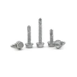 20 PCS 410 Stainless Steel Self Tapping Screws for Metal, 4.2*13/16/25 Hex Head Self Drilling Screws, Rust Proof Wood Screws