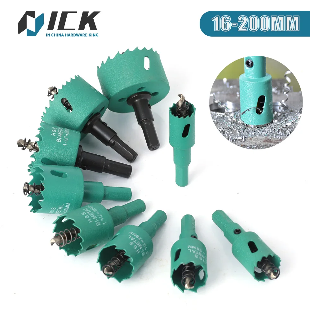 HSS Steel Drilling Hole Saw Drill Bit Cutter Bi-Metal for Aluminum Iron Stainless Steel DIY Wood Cutter Drill Bits 1Pc 16-200mm