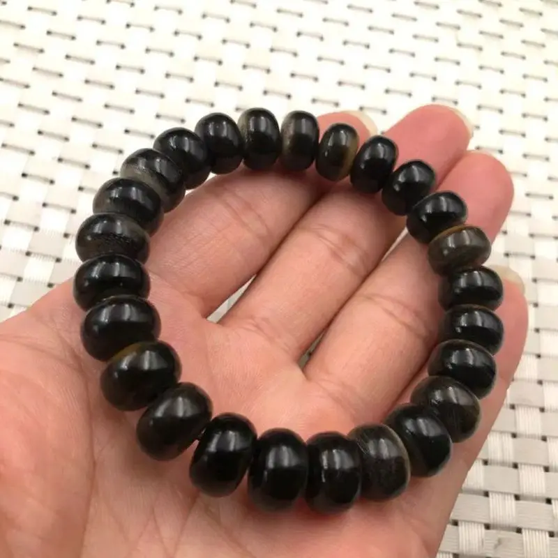 Authentic collectible black donkey hoof single-loop bracelet, Buddhist prayer beads, pendant, hand-held ornament, 