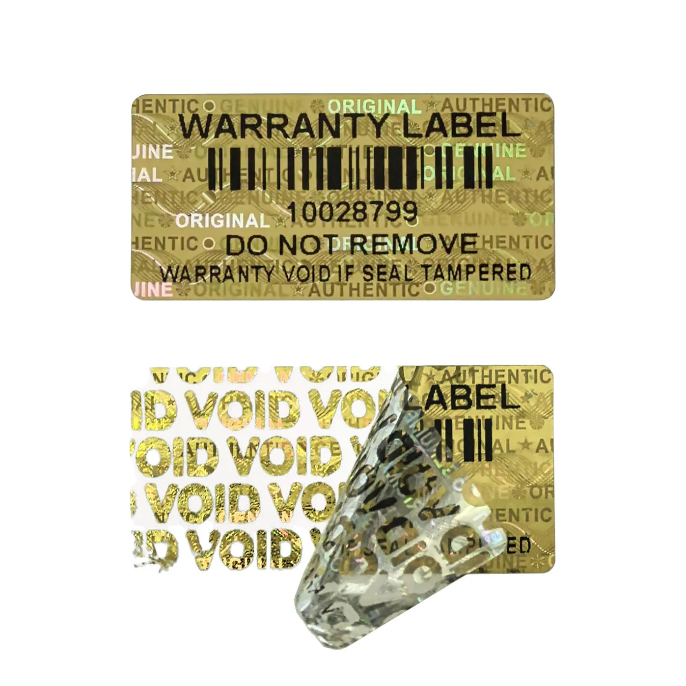 Hologram Anti-Fake Tamper Proof Evident Security Sealing Labels Warranty Void Holographic Stickers with Serial Number Bar Code