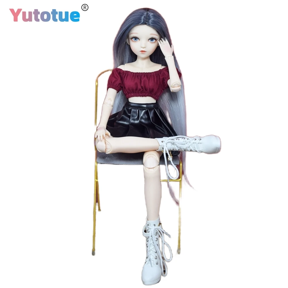 

YUTOTUE 1/3 BJD кукла 24-дюймовая блестящая кукла с голубыми глазами для девочек, игрушка с обновленным макияжем и полным набором одежды, парики