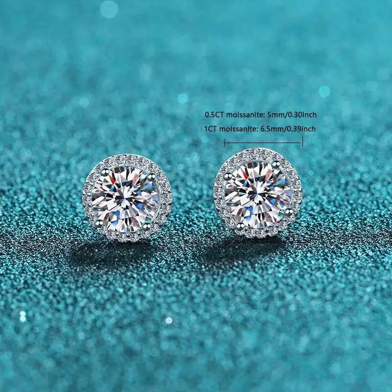 SG 925 Sterling Silber 0,5/1/5 Karat Moissanit Runde Ohrringe Zirkon Moissanit Schmuck Weihnachtsgeschenk D VVS1 Für Frauen – Detail 7