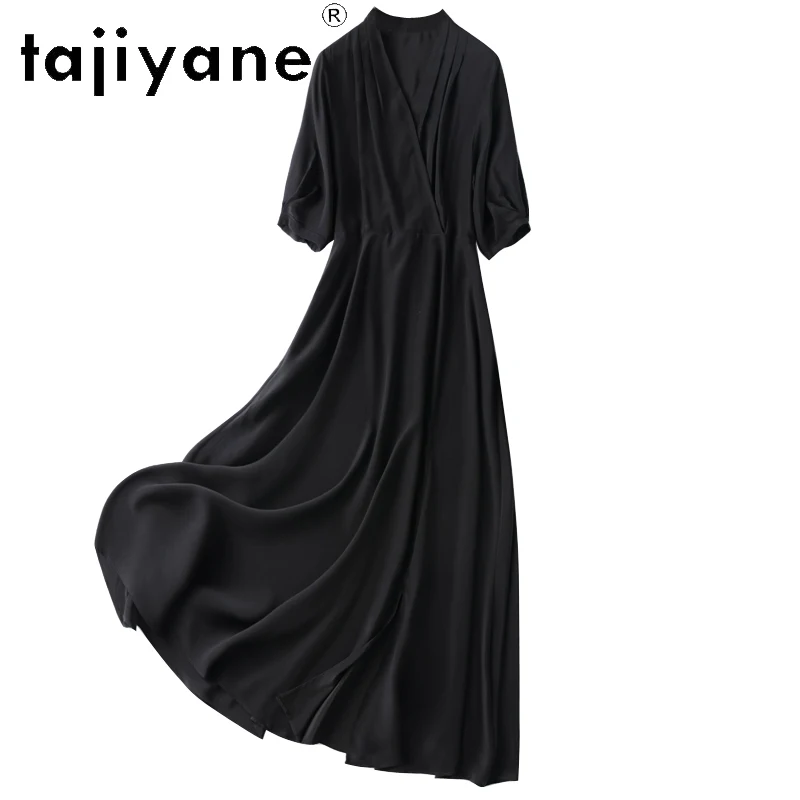 

TAJIYANE 100 % Mulberry Silk Dress Woman Summer 2025 Elegant Long Dresses Party Black Dress Ladies Clothes Vestidos Largos