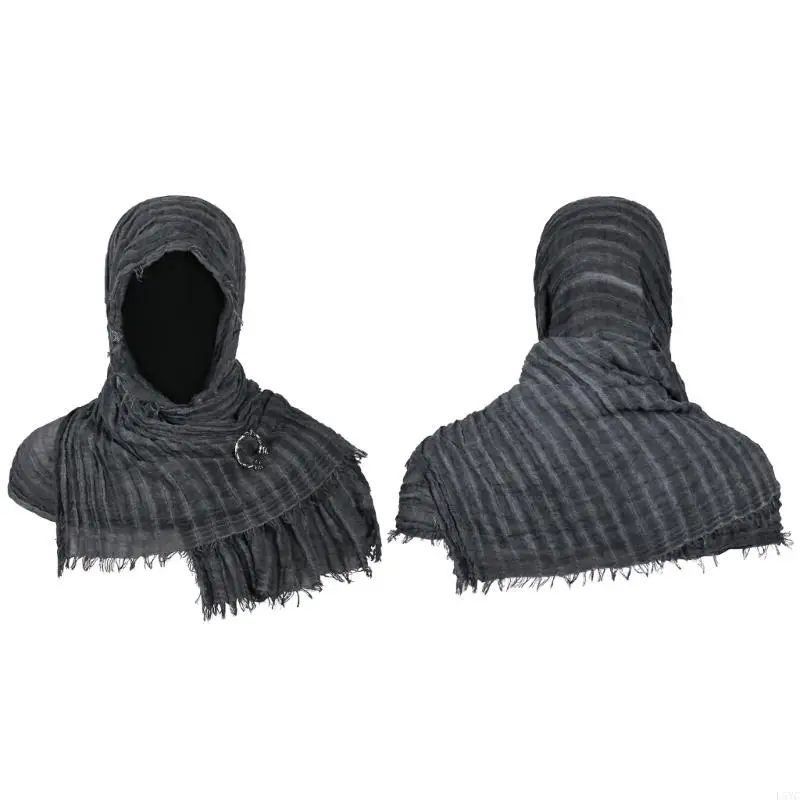 L5YC ギリシャ神ショルダーケープポスト黙示録的なラップスカーフローグカウルヴァイキングルネサンス衣装男性中世フード付きマント