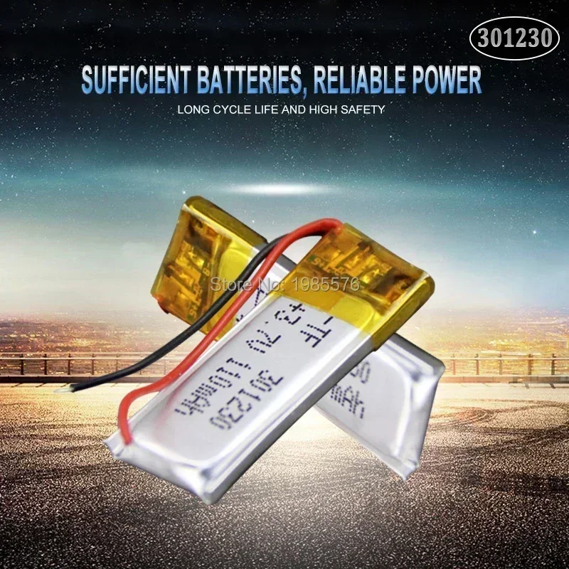 Batería de polímero de litio de 3,7 v 80 mah 301230   batería recargable de polímero de litio 301230   Para auricular bluetooth juguete grabación pluma sonido
