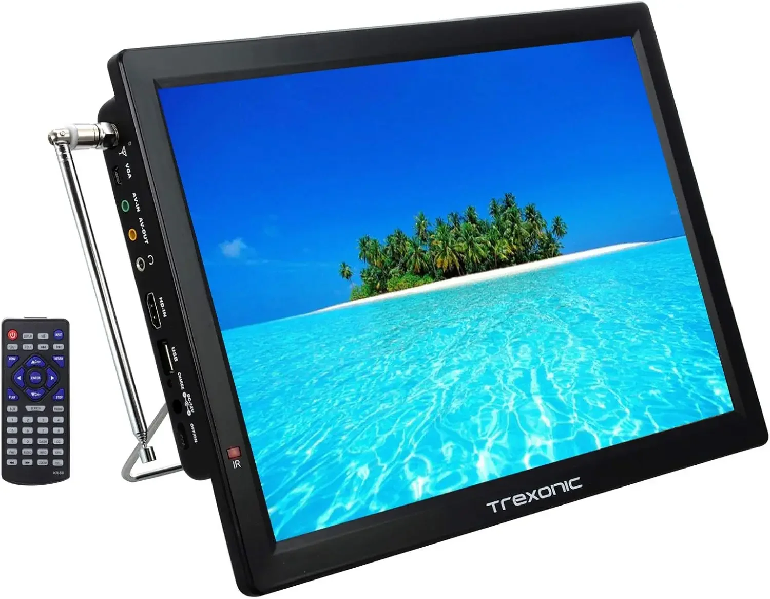 Portable Rechargeable 14 Inch 720p LED TV with HDMI, SD/MMC, USB, VGA, AV in/Out and Built-in Digital Tuner