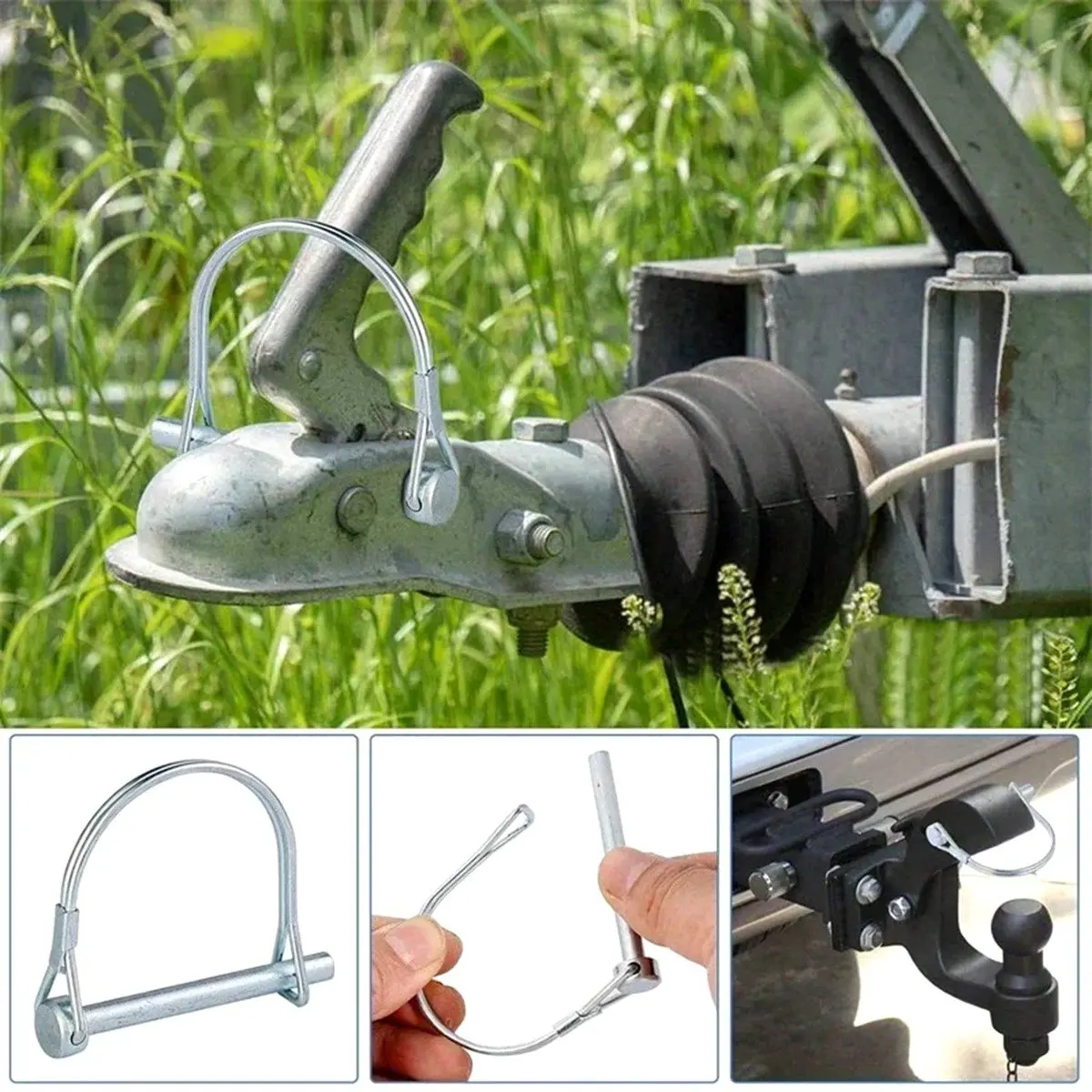 Y17A 10pcs 6x70mm Shaft Locking Pin W Ear Arch D Shape Trailer Shaft Locking Pin Safety Coupler Pin for Car Boat/FarmTrailers