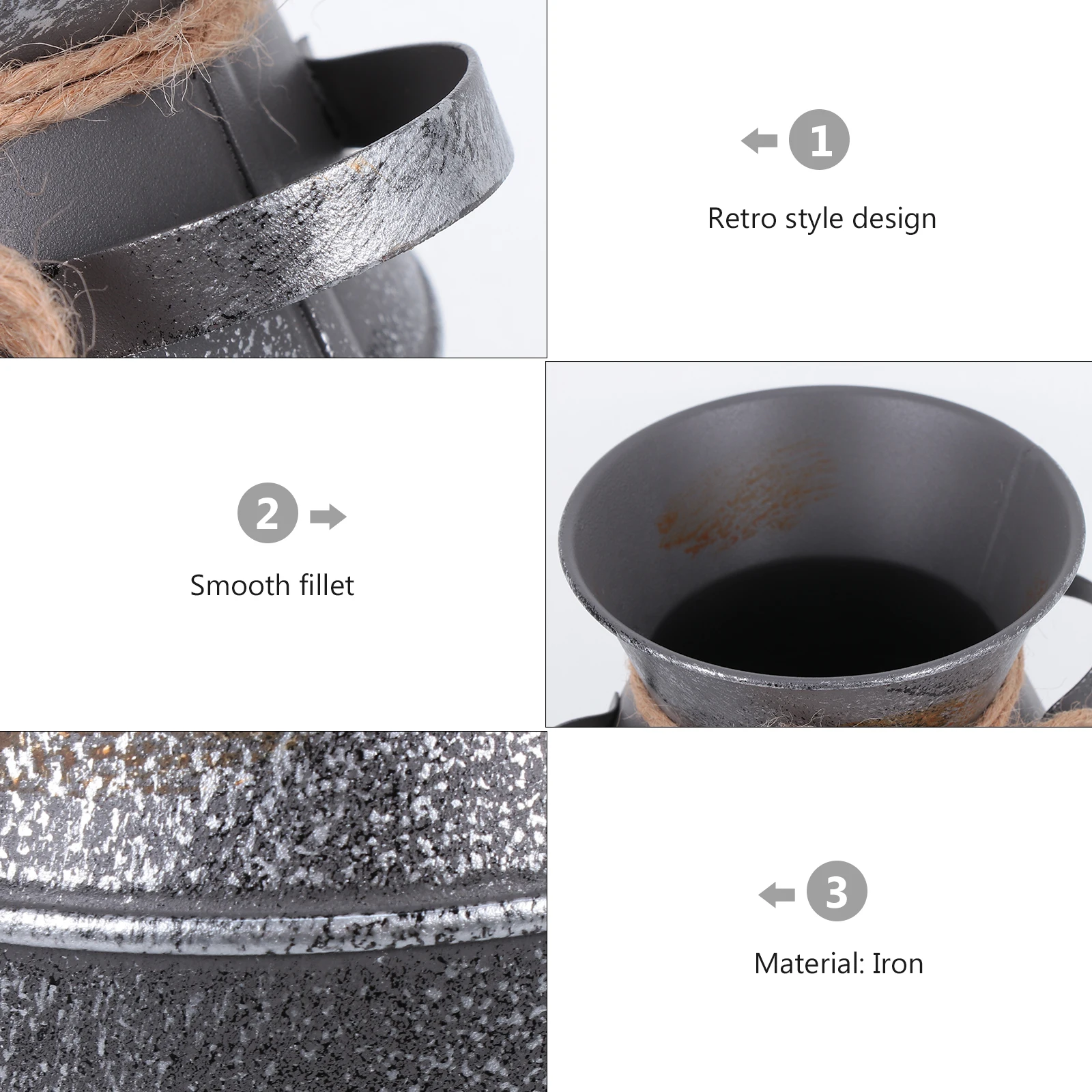 

Retro Iron Vintage Iron Bucket Style Planting Container Home Flower Bucket nament Garden Decoration Accessories
