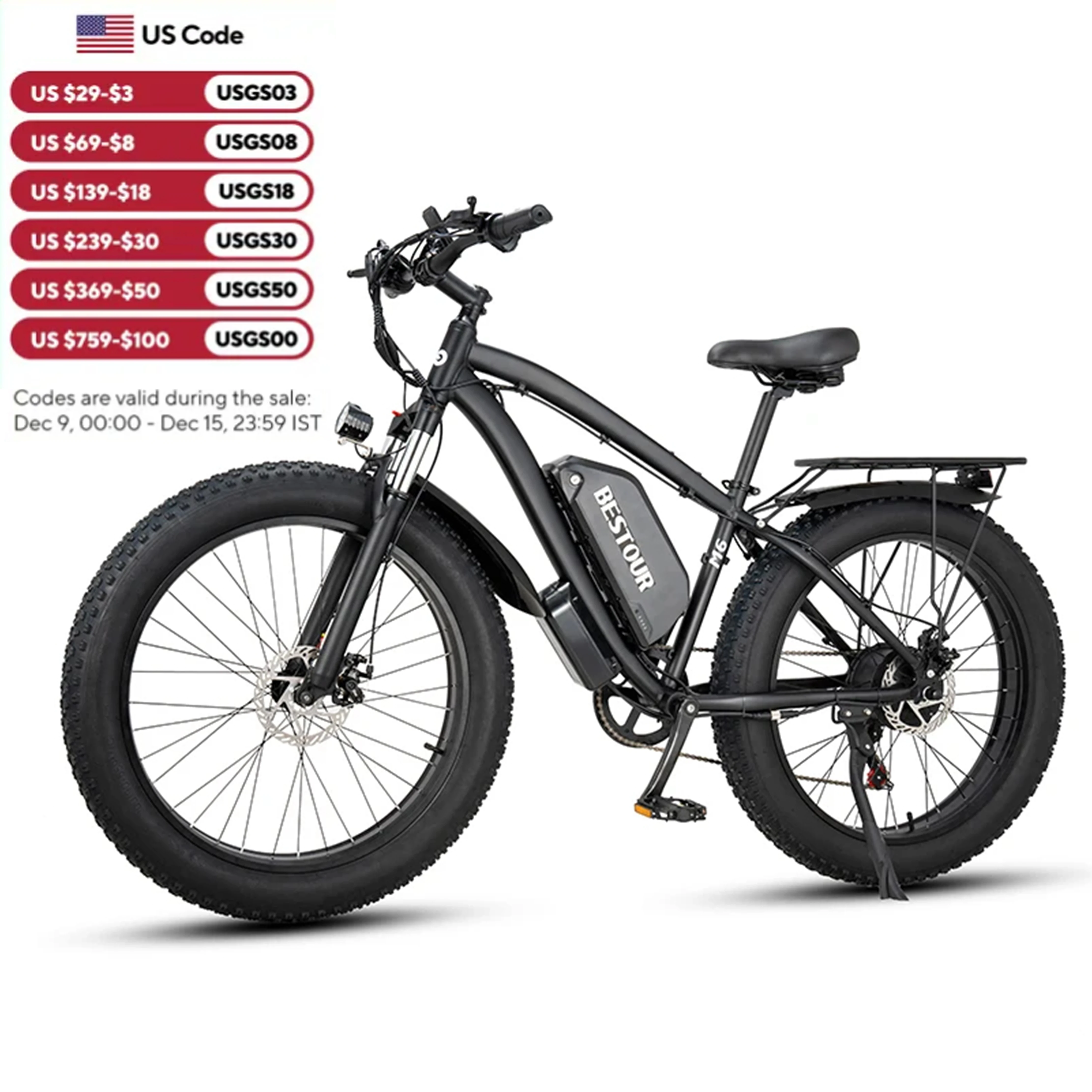 

BESTOUR M6 1000W Motor Electric Mountain Bike 48V 20.8AH City Road Ebike 26" Fat Tire E Bike 52KM/H Max Speed MTB Bicycle