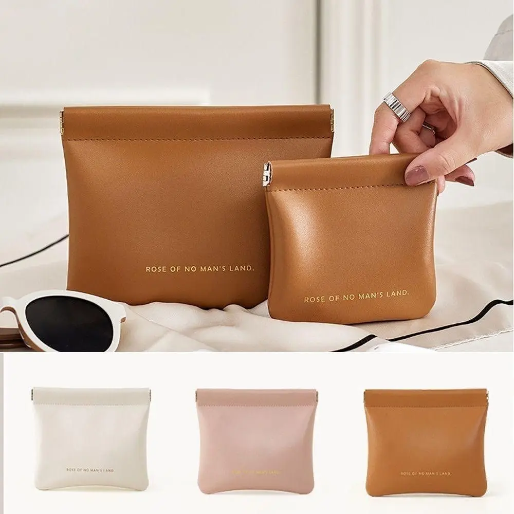 Bolsa de maquillaje de lápiz labial Simple para mujer y niña, bolso de joyería de PU portátil, Mini bolsa de almacenamiento de viaje, moda
