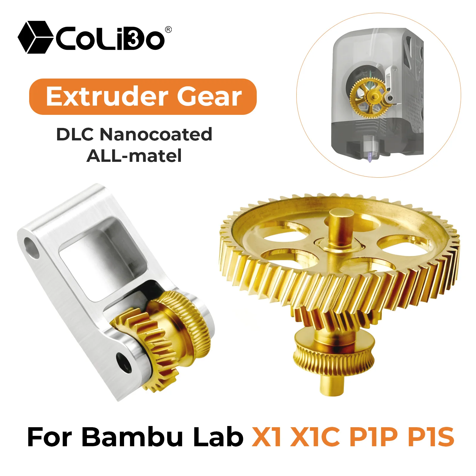 Extruder Gear For bambu lab P1/X1 Series Claw Gear RNC Nano-Coated Hardened Steel Helical Gear Kit for bambu X1C P1P P1S
