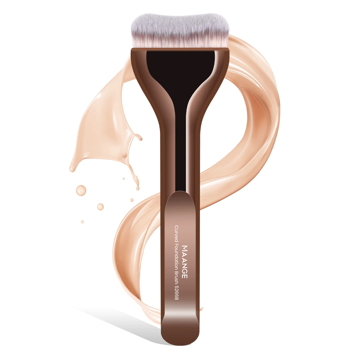 Brocha de Maquillaje MAANGE, Brocha Curva con Cerdas Suaves para una Aplicación Uniforme, Brocha de Maquillaje de Textura Avanzada, Brocha de Maquillaje de Viaje, Brocha de Maquillaje Básica