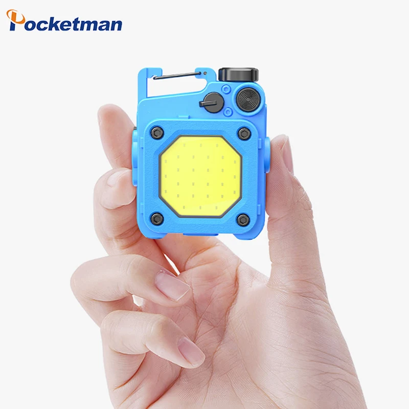 

Mini Portable Keychain Light 6 Modes COB Flashlight USB Rechargeable Work Lights Pocket Torch with Magnetic Base 1 Pack