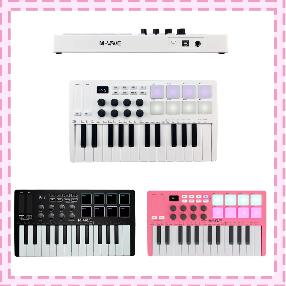 M-VAVE 25-Key MIDI تحكم لوحة المفاتيح لوحة مفاتيح USB صغيرة محمولة البيانو 8 RGB منصات الخلفية 8 المقابض وحدة تحكم لوحة المفاتيح MIDI #1