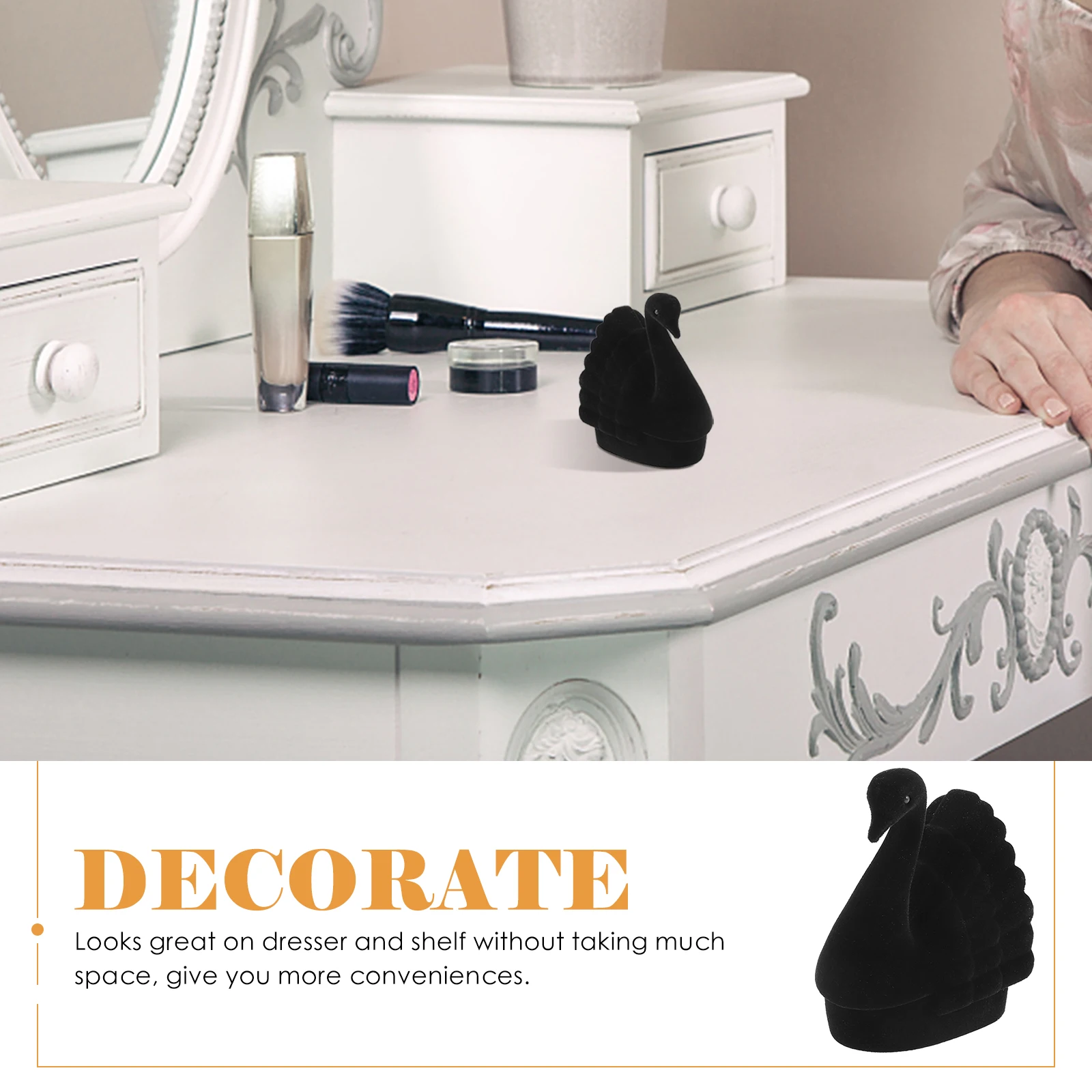 

Swan Flip Jewelry Box Earring Ring Holder Travel Storage Case Compact Organizer Portable Gift For Girls Necklace Bracelet