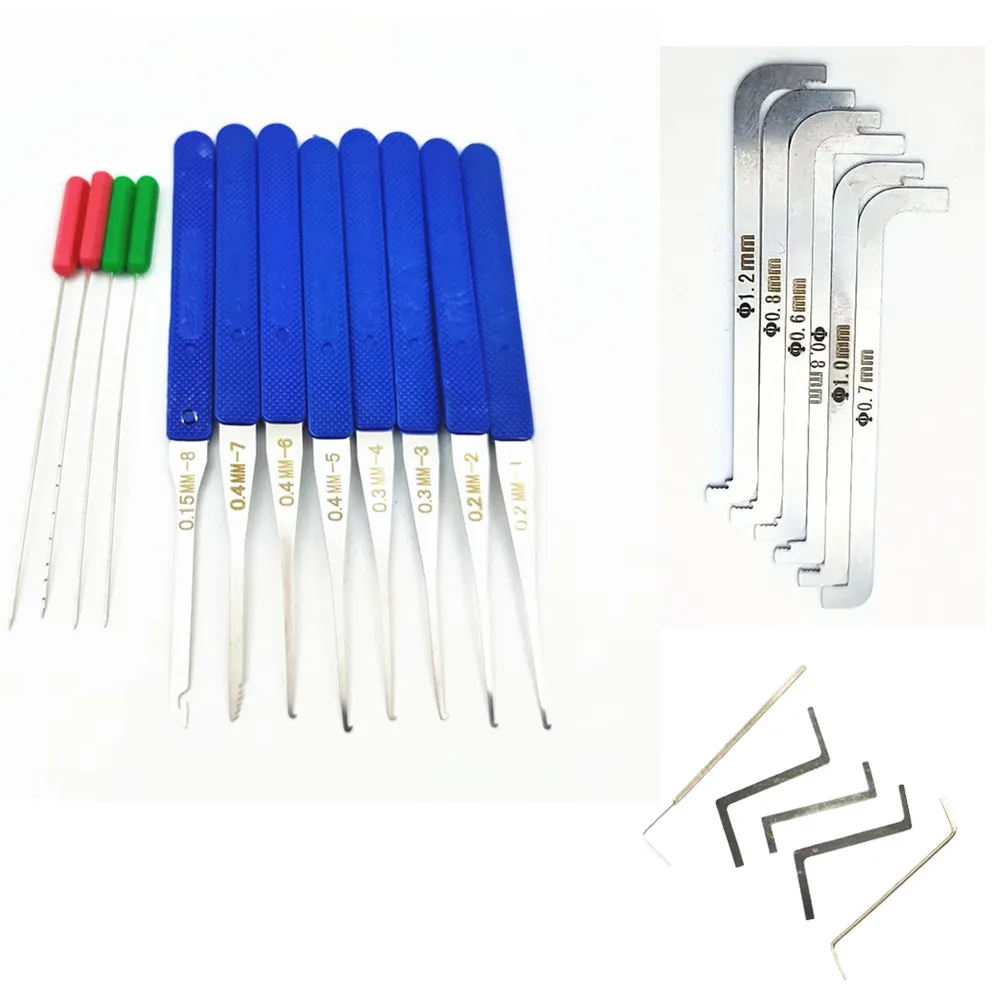 Klom/Huk Extractor Tools for Key Removal Blue Locksmith Broken Key Extraction Tool Set Double-Head Tension Wrench tool