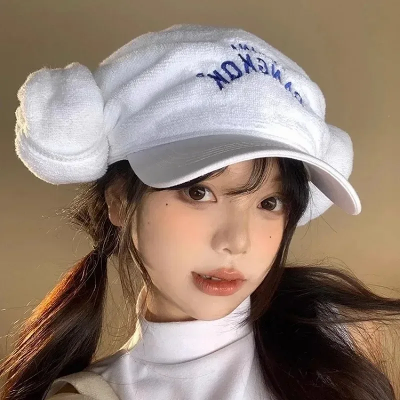 Y2K Thailand Duck Tongue Cap with Creative Punk Towel and Letter Embroidery