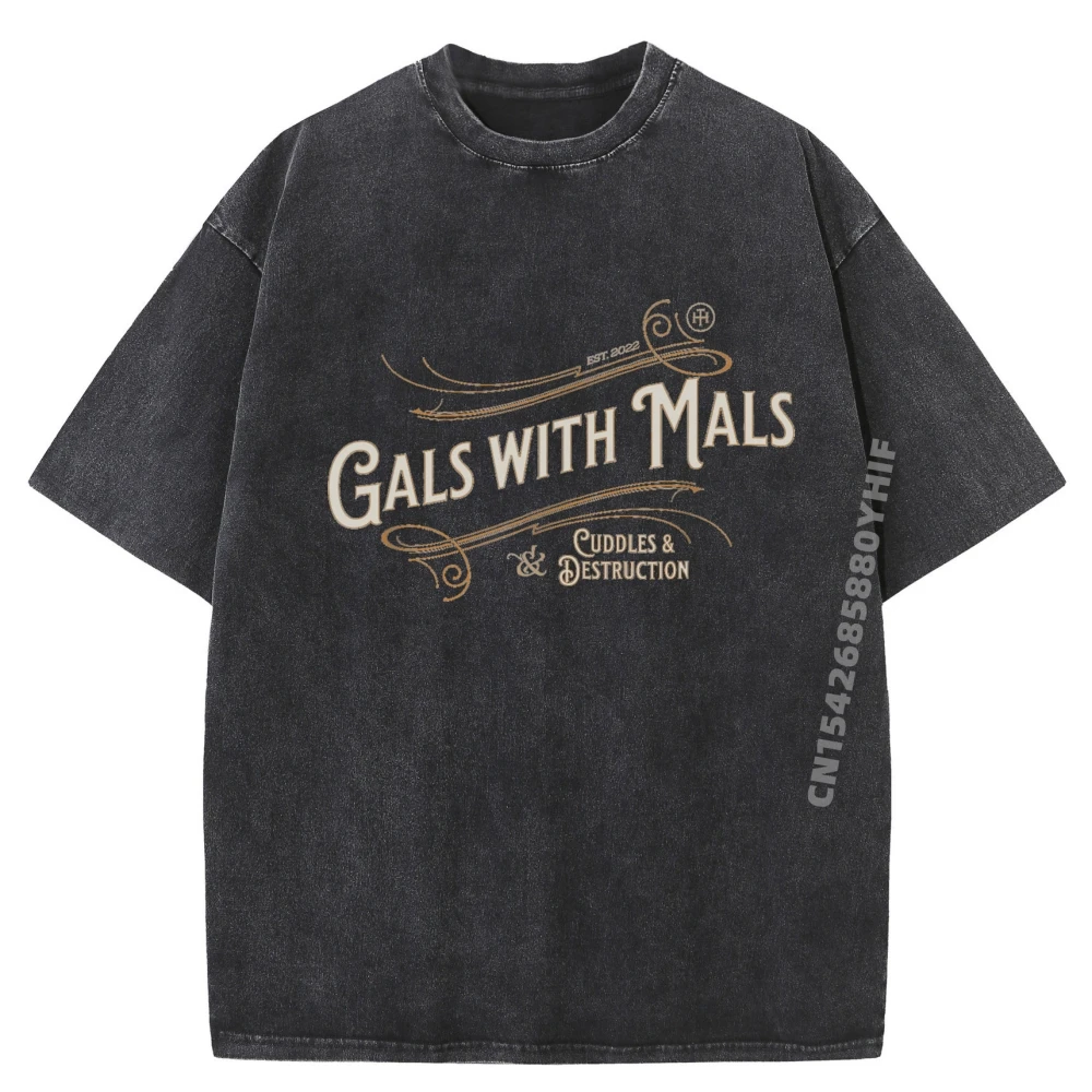 

Funny Gals With Mals Belgian Malinois Mom Malinois Lover Graphic Tee Shirt High Quality Retro Washed T-shirts