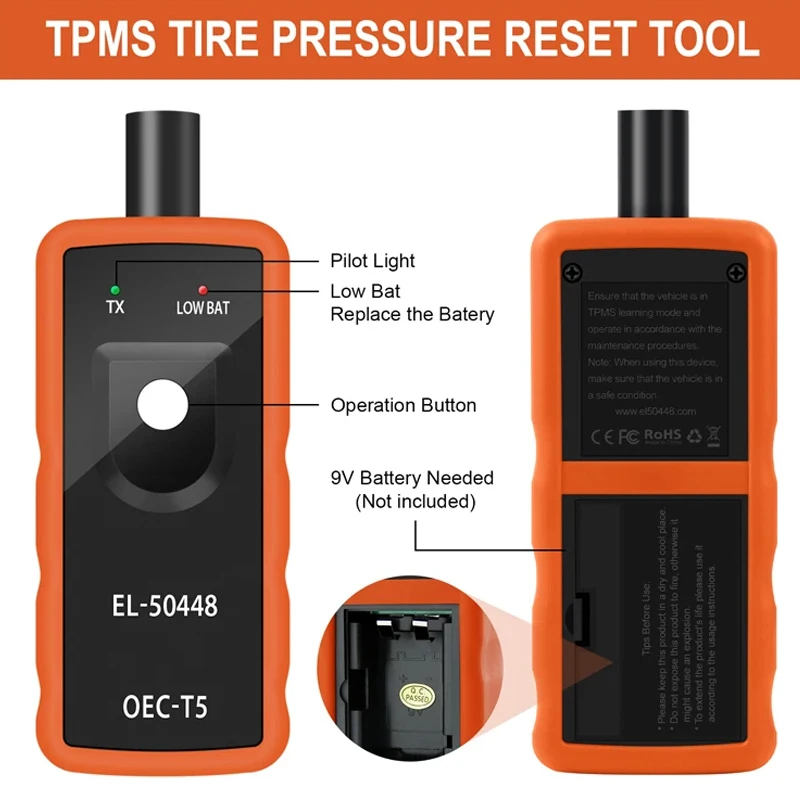 Tire Presure Monitor Sensor EL-50448 TPMS Reset Tool OEC-T5 Relearn Tool For G-M/Opel/Ford/Chevrolet/Buick