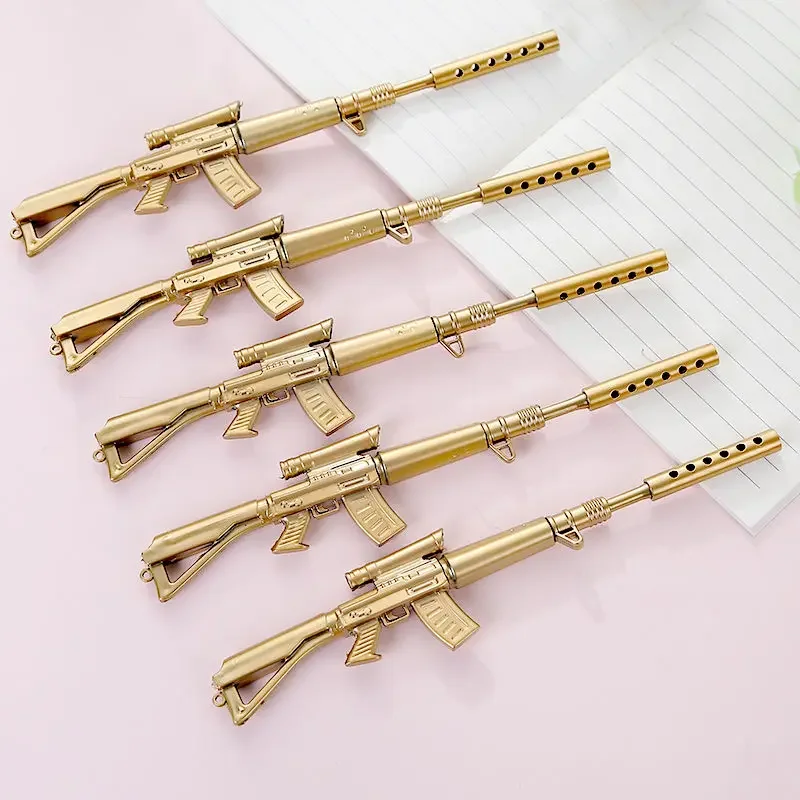 Bolígrafo Neutral con forma de máquina dorada creativa, tinta negra, suministros escolares y de oficina, papelería de aprendizaje