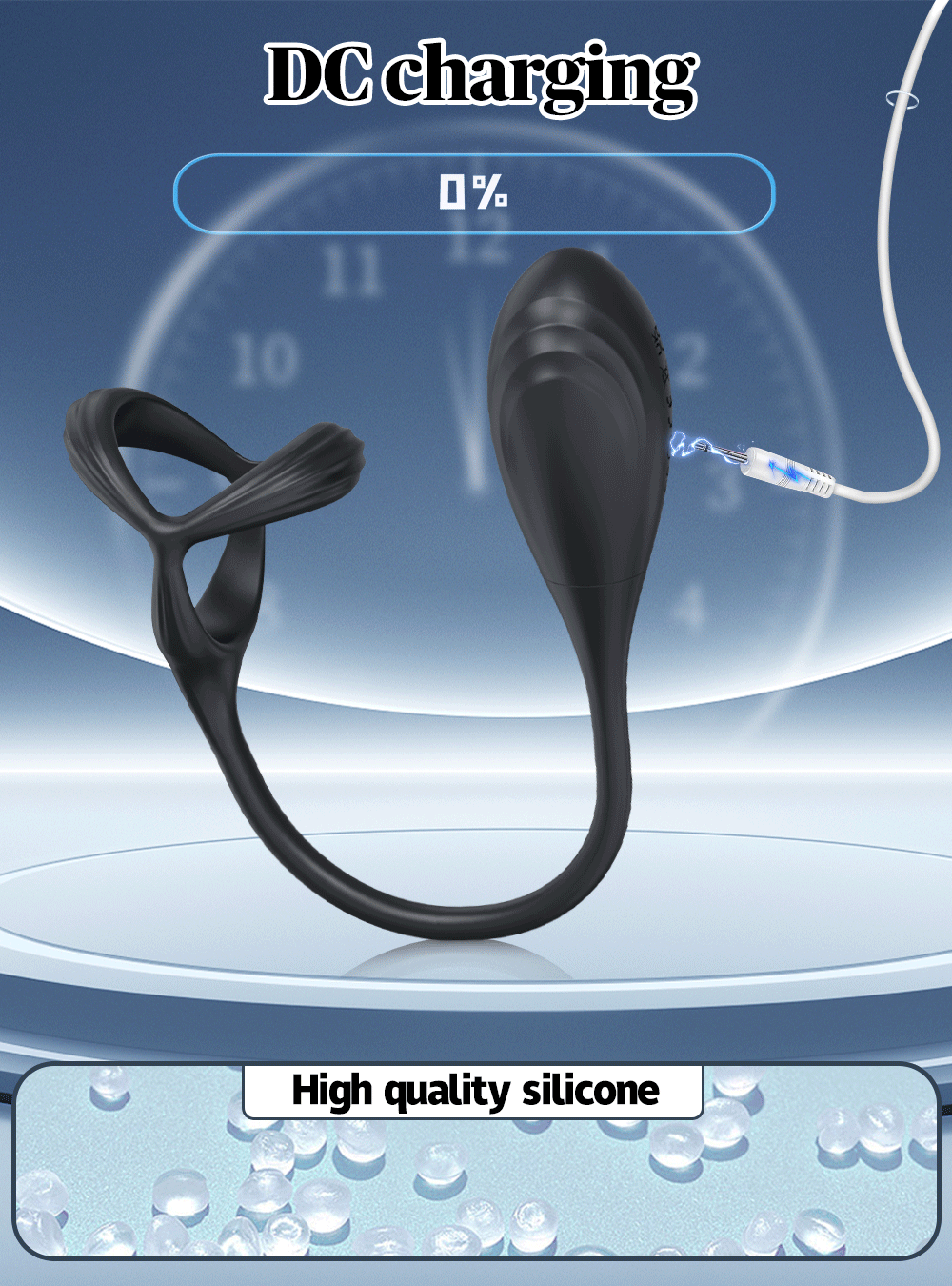 Male 2-in-1 Cock Ring and Anal Butt Plug Vibrator